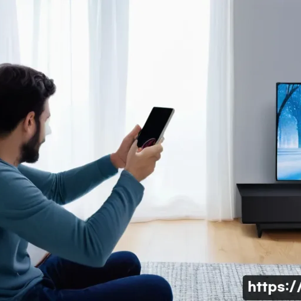 WiFi 6 및 WiFi 7 - **Prompt**: A modern living room scene depicting Wi-Fi network congestion and user frustration. In t...