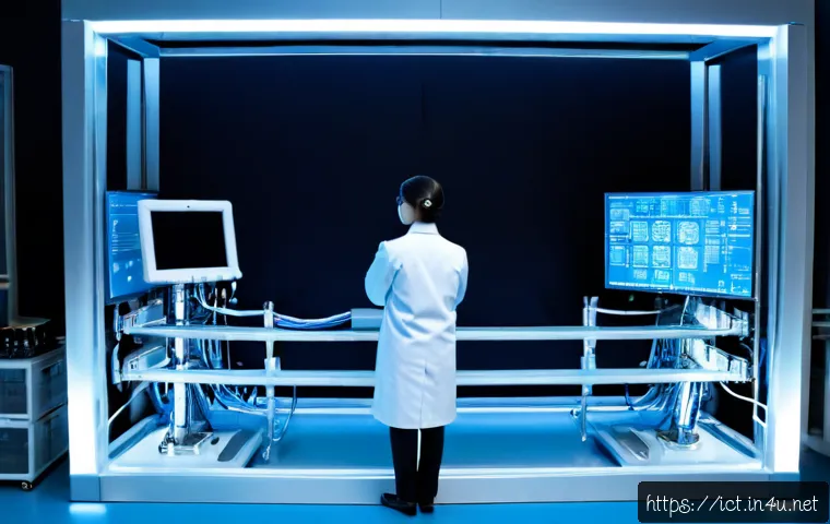 양자 컴퓨팅 통신 - Photorealistic quantum computing communication laboratory, a sleek cryogenic quantum processor chamb...